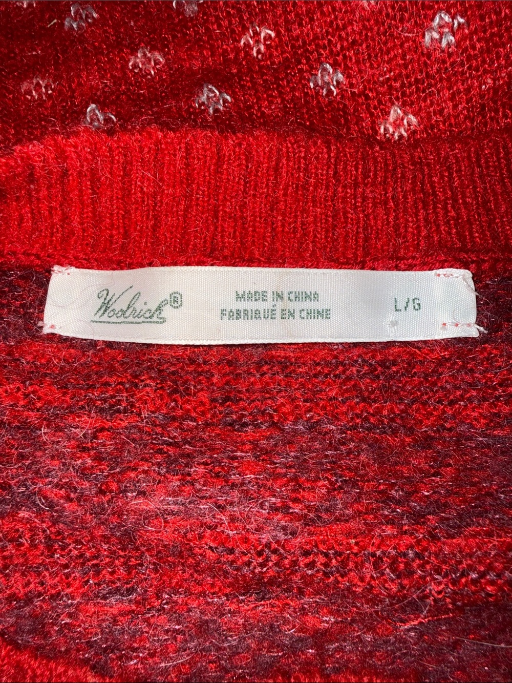 Woolrich Red Fair Isle Sheep Pattern Crewneck Sweater SZ L - Picture 7 of 9